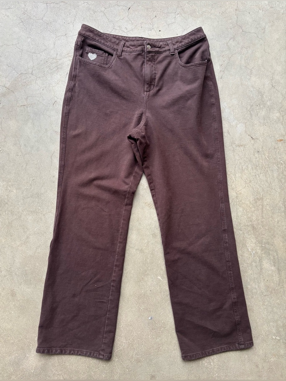🤎 Quacker Factory Espresso Brown DreamJeannes Straight Leg Pants Size 14